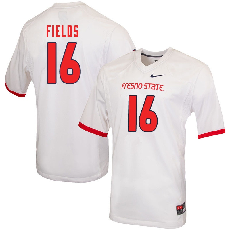 Men #16 Rian Fields Fresno State Bulldogs College Football Jerseys Sale-White